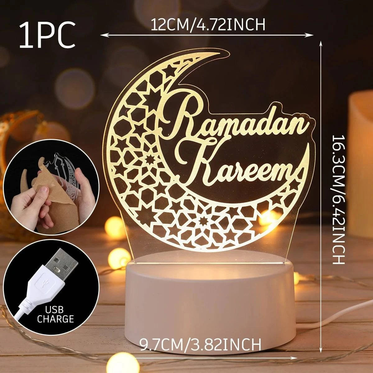 Eid Mubarak Warm LED Castle Night Light Ramadan Kareem Decorations For Home 2025