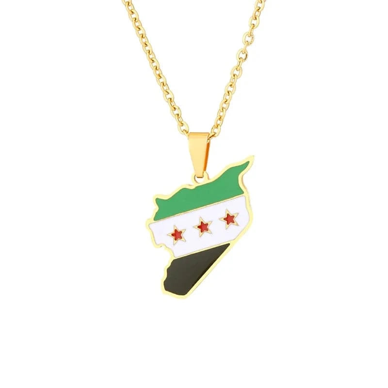 Syria Map Flag Charms Pendant Necklaces Syrians Jewelry