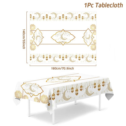 Eid Mubarak Table Runner Ramadan Tablecloths Ramadan Kareem Decoration for Home 2025