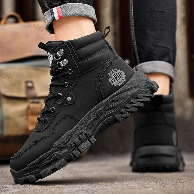 Men's Retro High-Top Platform Boots | Lace-Up, Anti-Slip, Comfortable, Thick Sole