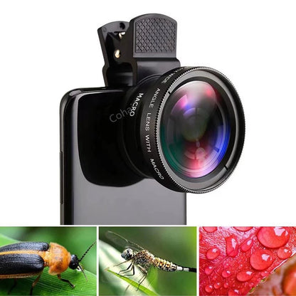 2-in-1 Phone Lens: 0.45X Wide Angle & 12.5X Macro for iPhone, Huawei, Xiaomi, Samsung, Android