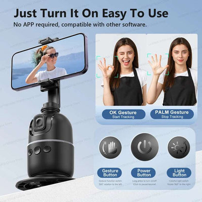 Smart Face Tracking Selfie Stick. 360 Rotation