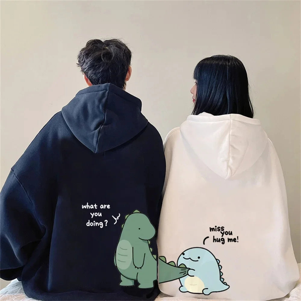 "Funny Dinosaur Couples Sweatshirt - Y2K Unisex Casual Pullover for Spring & Autumn" - Mf trends