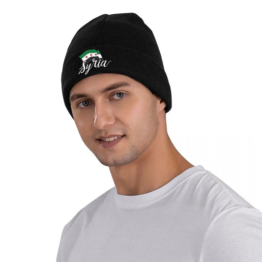 "Syria Flag Beanie - Unisex Knitted Hat with Map Design"