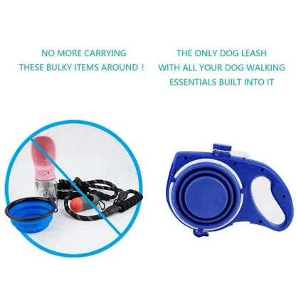 4-in-1 Multifunctional Retractable Dog Leash with Water Storage