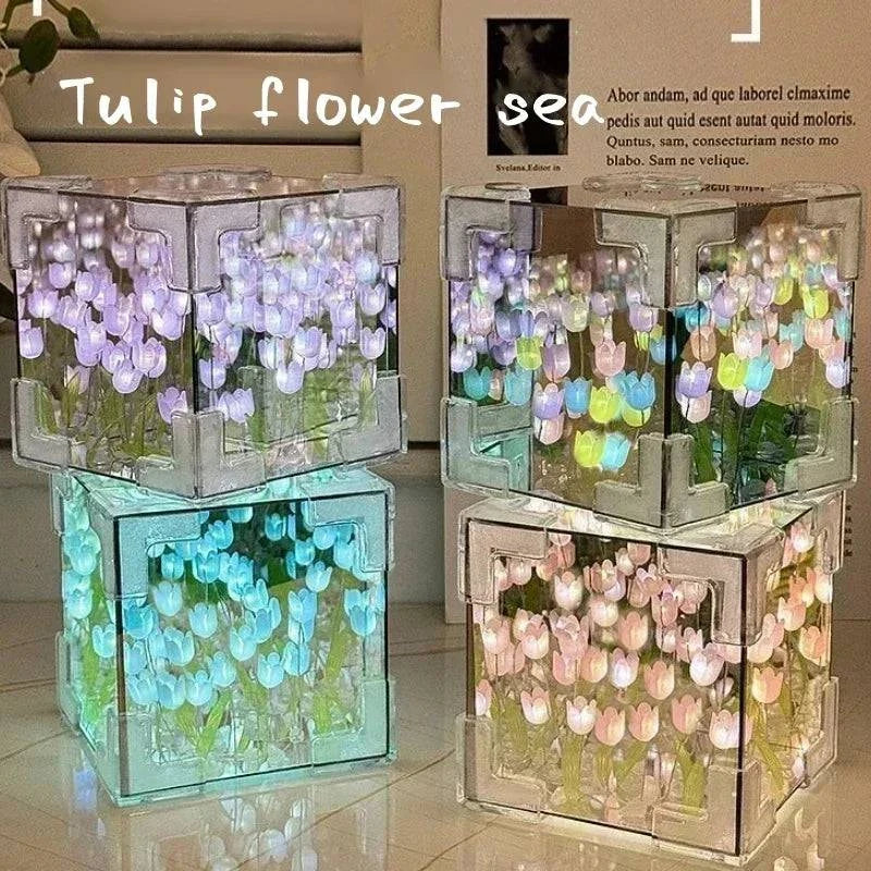 NEW Creative Diy Tulip Flower Sea Cube Three-Dimensional