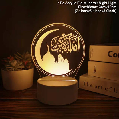 Eid Mubarak Warm LED Castle Night Light Ramadan Kareem Decorations For Home 2025