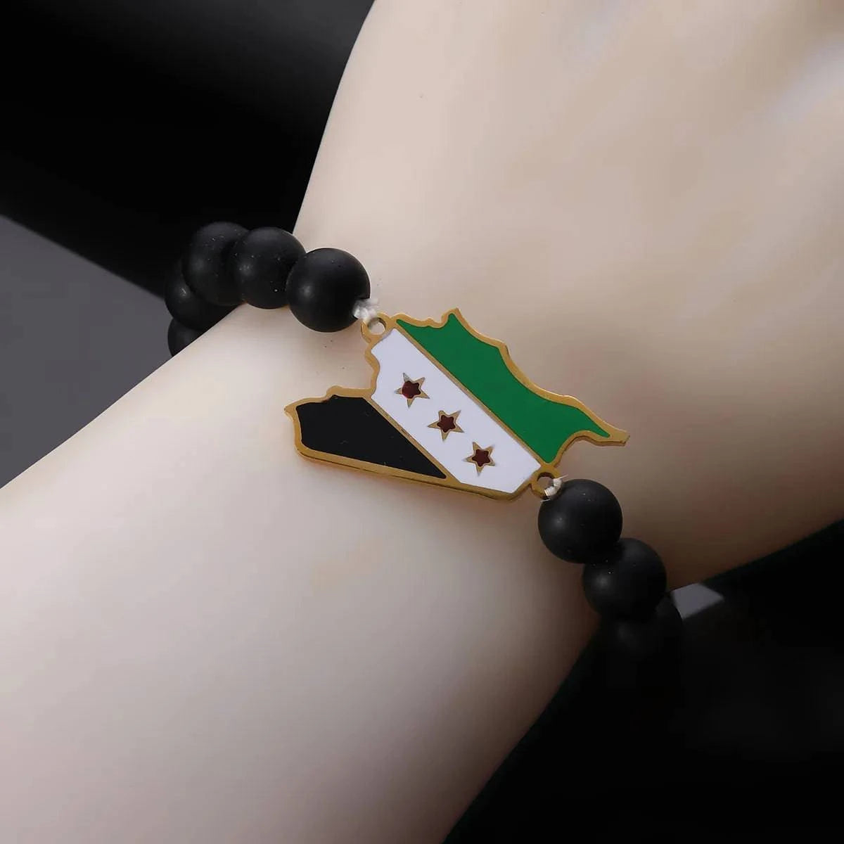 Syria Map With Flag Beads Bracelet Jewelry Syrians