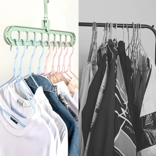 5pcs 9-hole wardrobe storage rack multifunctional foldable clothes - Mf trends