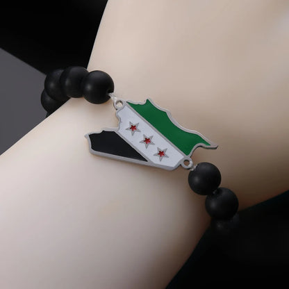 Syria Map With Flag Beads Bracelet Jewelry Syrians