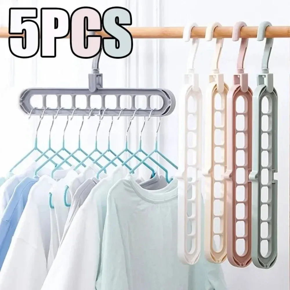 5pcs 9-hole wardrobe storage rack multifunctional foldable clothes - Mf trends