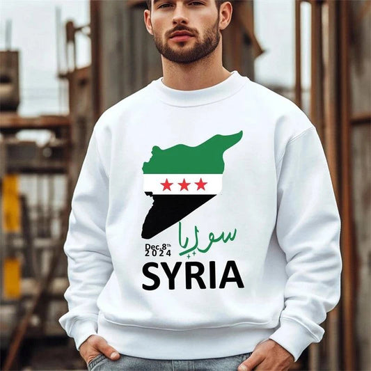 Free Syria Flag Hoodie Casual Long-Sleeve Pullover