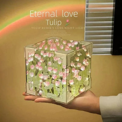 NEW Creative Diy Tulip Flower Sea Cube Three-Dimensional