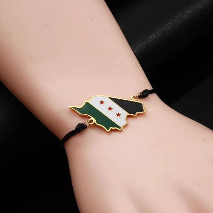 Syria Map Flag Charms Bracelet Syrians Rope Jewelry