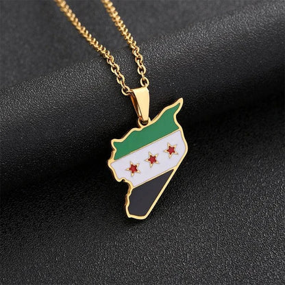 Syria Map Flag Charms Pendant Necklaces Syrians Jewelry