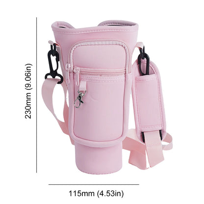 Neoprene Water Bottle Carrier Bag For Stanley Quencher Cup Sleeve with Adjustable Shoulder Strap Water Bottle Holder Pouch