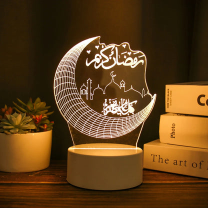 Eid Mubarak Warm LED Castle Night Light Ramadan Kareem Decorations For Home 2025