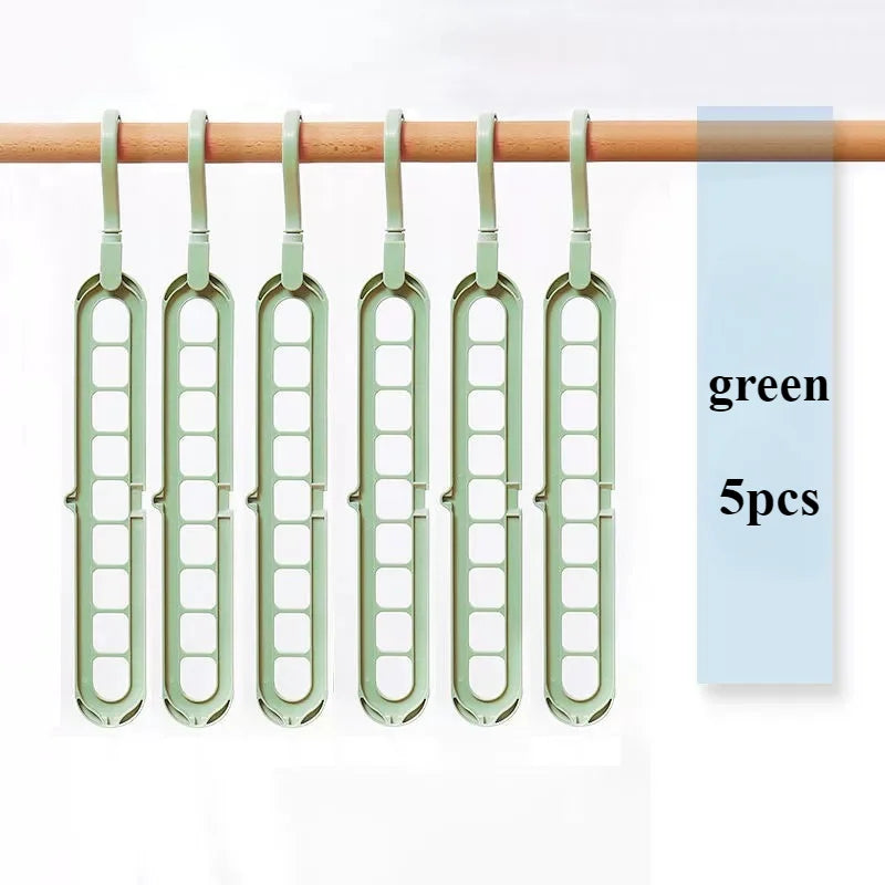 5pcs 9-hole wardrobe storage rack multifunctional foldable clothes - Mf trends