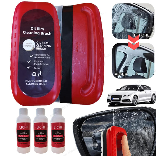 "Car Glass Oil Film Remover & Polishing Cleaner Set"