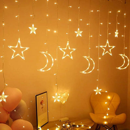 Moon Star Ramadan Decor Led Curtain Garland Fairly Light Eid Mubarak Ramadan Decoration