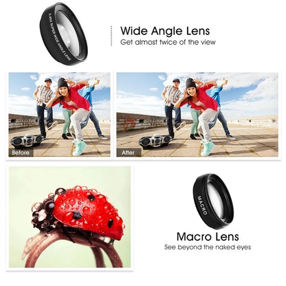 2-in-1 Phone Lens: 0.45X Wide Angle & 12.5X Macro for iPhone, Huawei, Xiaomi, Samsung, Android