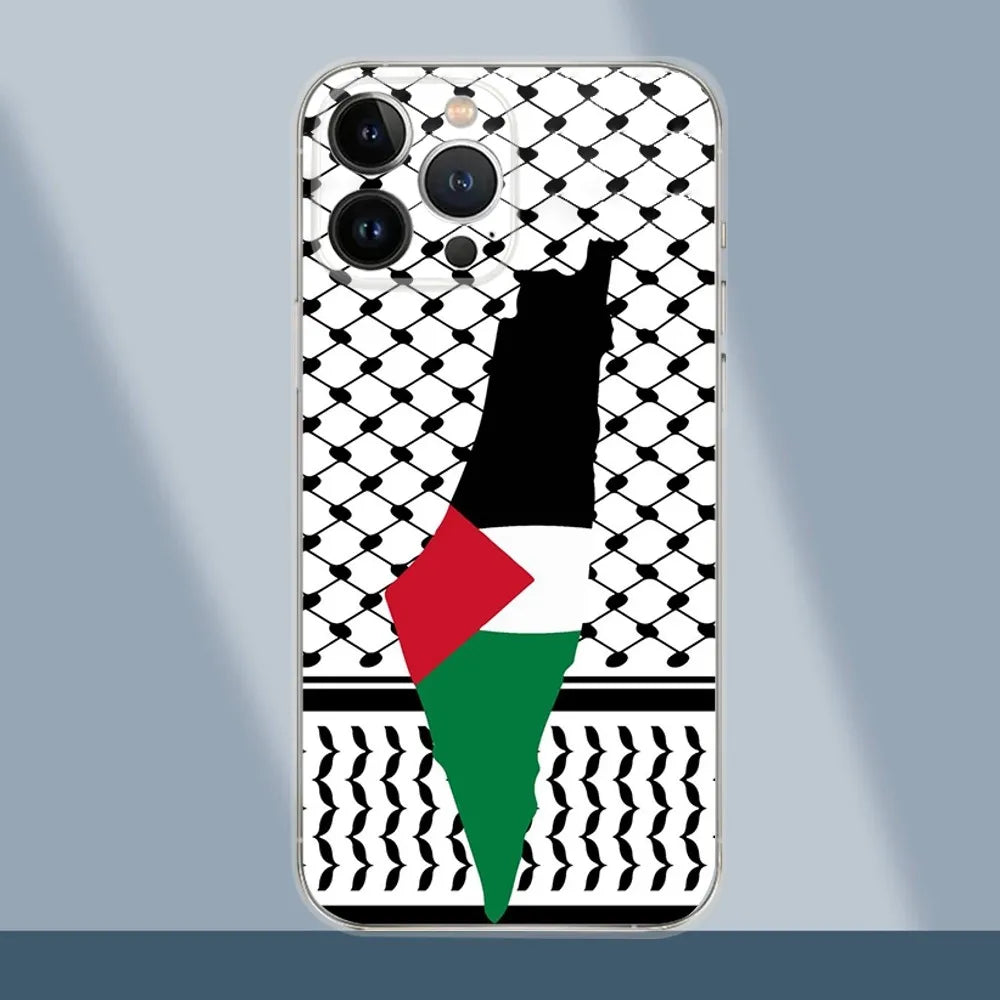 "غطاء آيفون فلسطيني - تصميم خارطة فلسطين والعلم والكوفية" - Mf trends