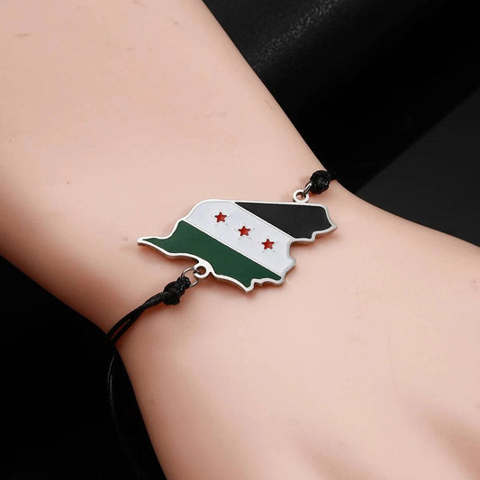 Syria Map Flag Charms Bracelet Syrians Rope Jewelry