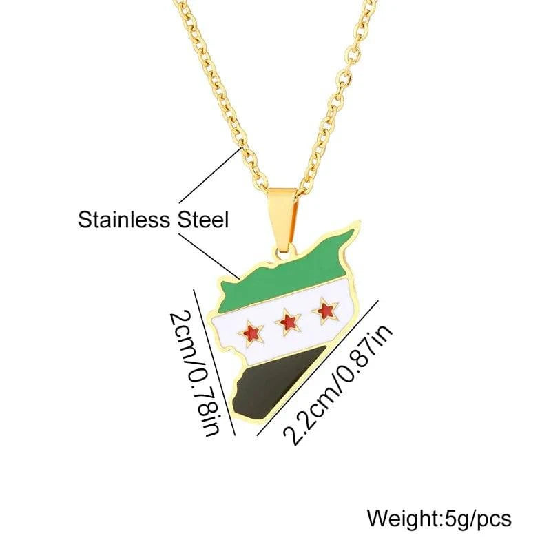 Syria Map Flag Charms Pendant Necklaces Syrians Jewelry