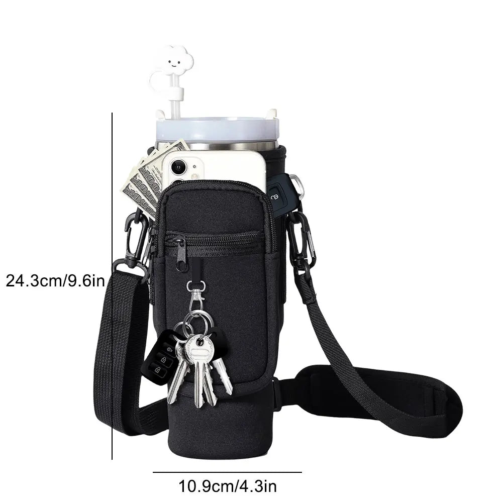 Neoprene Water Bottle Carrier Bag For Stanley Quencher Cup Sleeve with Adjustable Shoulder Strap Water Bottle Holder Pouch