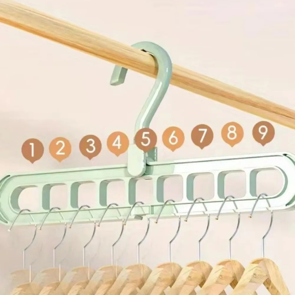 5pcs 9-hole wardrobe storage rack multifunctional foldable clothes - Mf trends