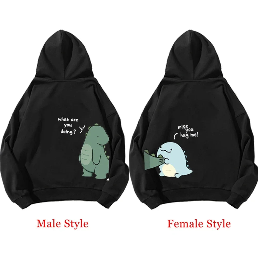 "Funny Dinosaur Couples Sweatshirt - Y2K Unisex Casual Pullover for Spring & Autumn" - Mf trends