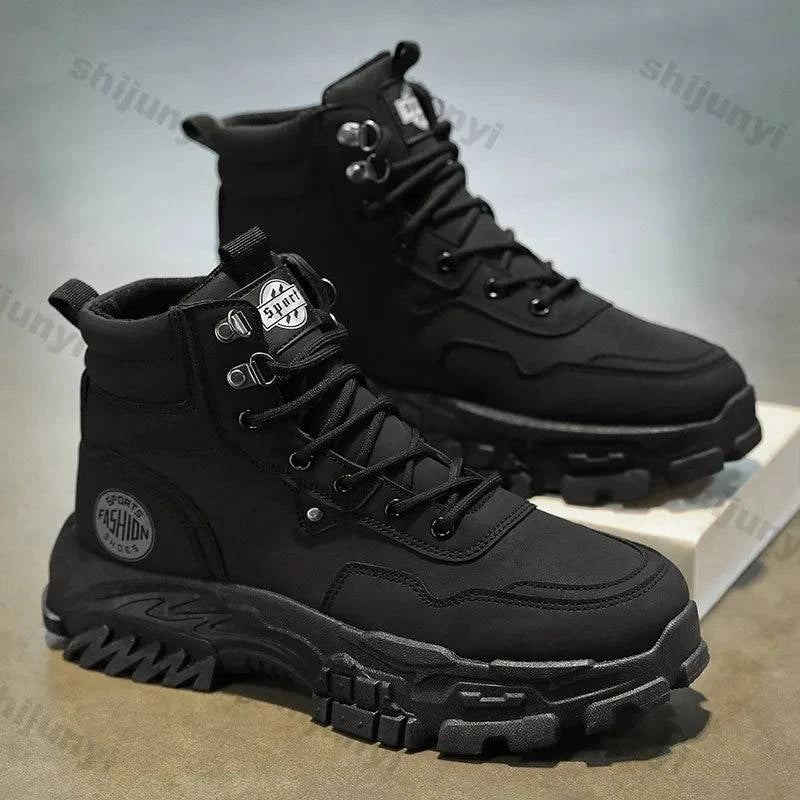 Men's Retro High-Top Platform Boots | Lace-Up, Anti-Slip, Comfortable, Thick Sole