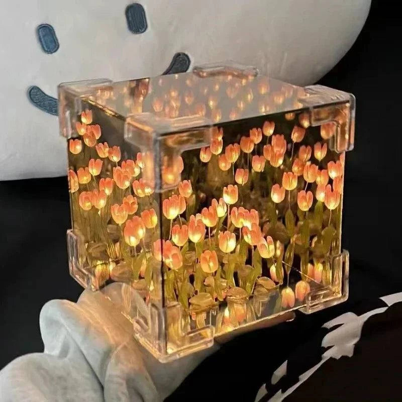 NEW Creative Diy Tulip Flower Sea Cube Three-Dimensional