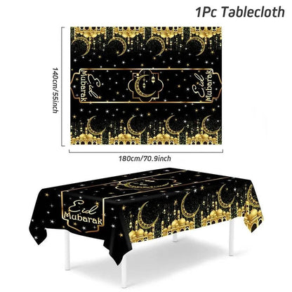 Eid Mubarak Table Runner Ramadan Tablecloths Ramadan Kareem Decoration for Home 2025