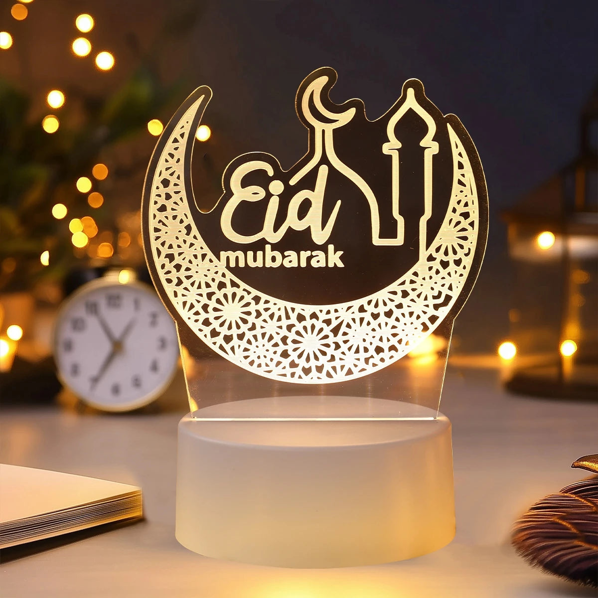 Eid Mubarak Warm LED Castle Night Light Ramadan Kareem Decorations For Home 2025