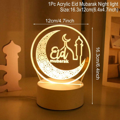 Eid Mubarak Warm LED Castle Night Light Ramadan Kareem Decorations For Home 2025