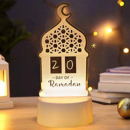 Eid Mubarak Warm LED Castle Night Light Ramadan Kareem Decorations For Home 2025