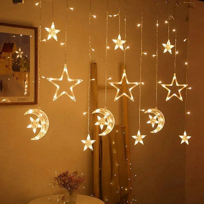 Moon Star Ramadan Decor Led Curtain Garland Fairly Light Eid Mubarak Ramadan Decoration