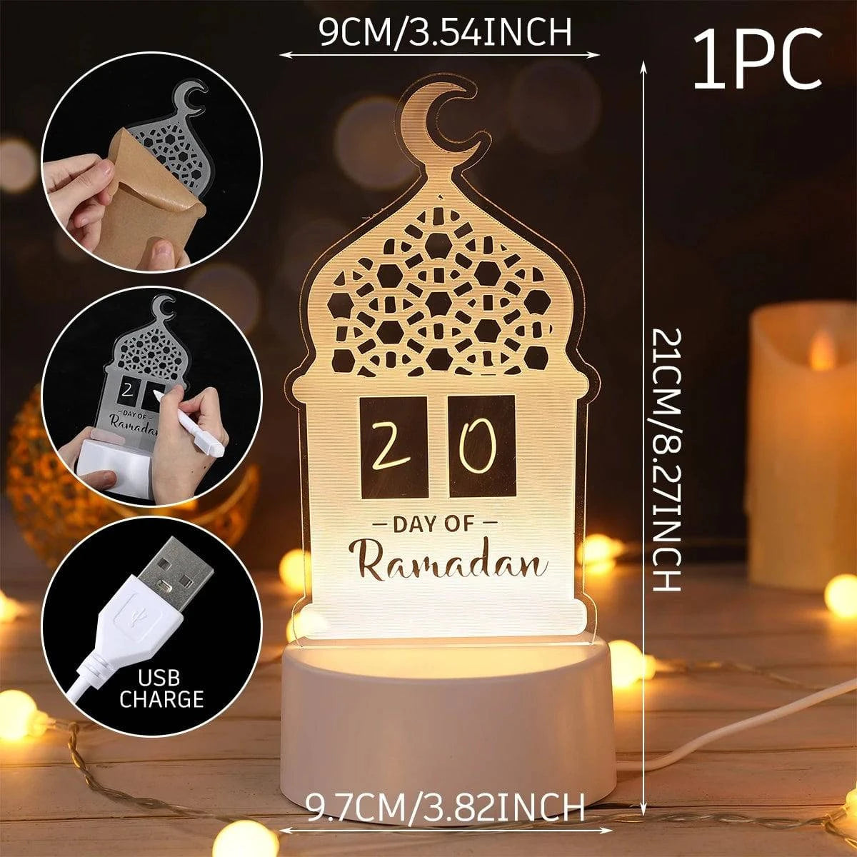 Eid Mubarak Warm LED Castle Night Light Ramadan Kareem Decorations For Home 2025