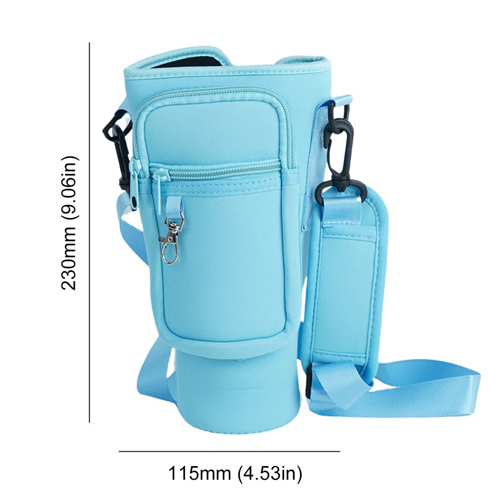 Neoprene Water Bottle Carrier Bag For Stanley Quencher Cup Sleeve with Adjustable Shoulder Strap Water Bottle Holder Pouch