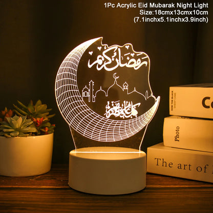 Eid Mubarak Warm LED Castle Night Light Ramadan Kareem Decorations For Home 2025