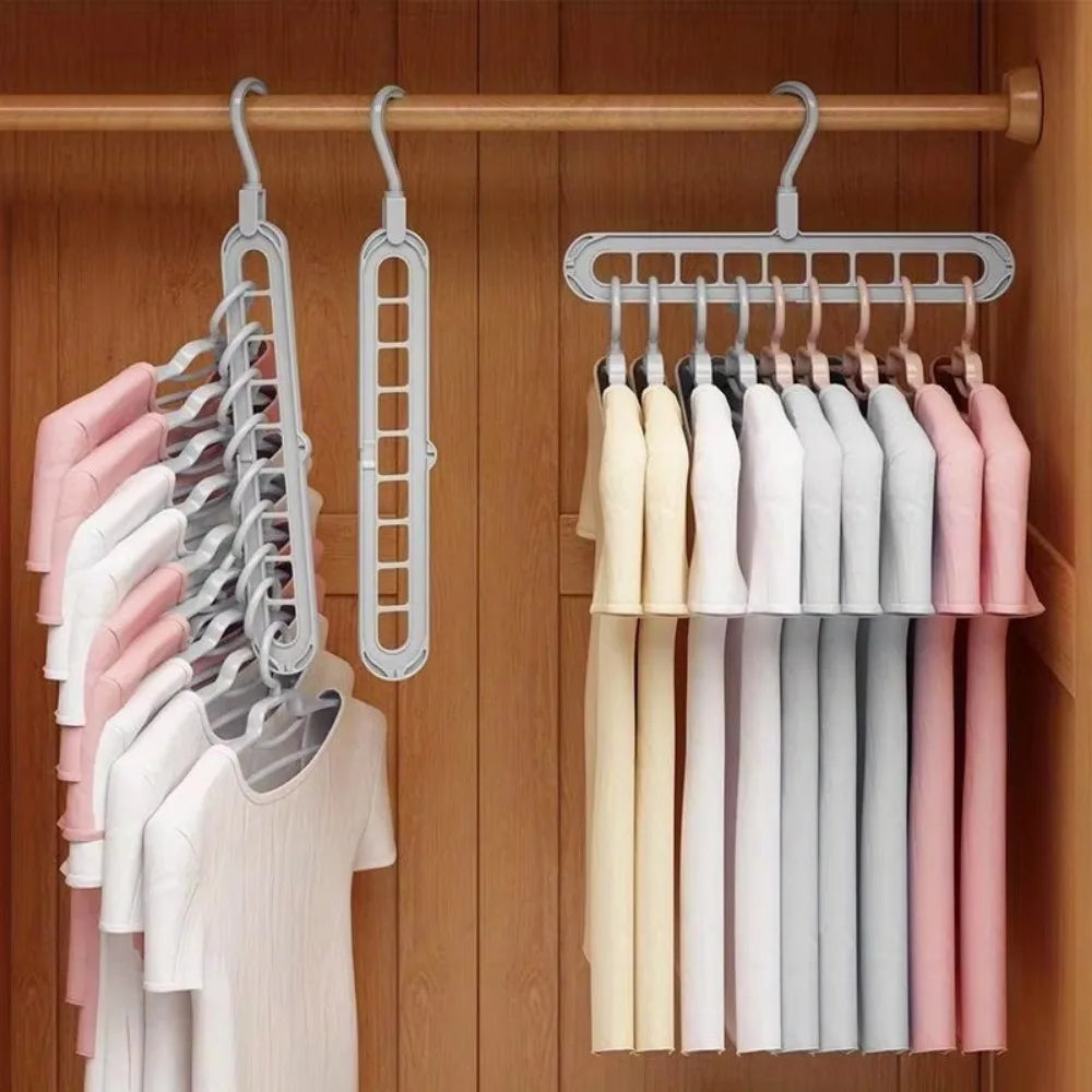 5pcs 9-hole wardrobe storage rack multifunctional foldable clothes - Mf trends