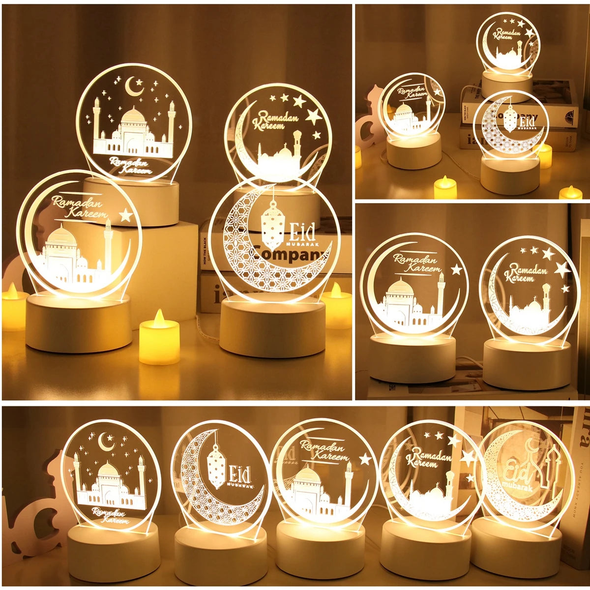 Eid Mubarak Warm LED Castle Night Light Ramadan Kareem Decorations For Home 2025