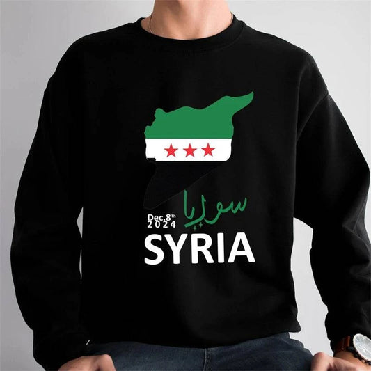 Free Syria Flag Hoodie Casual Long-Sleeve Pullover