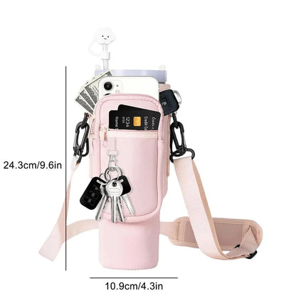 Neoprene Water Bottle Carrier Bag For Stanley Quencher Cup Sleeve with Adjustable Shoulder Strap Water Bottle Holder Pouch