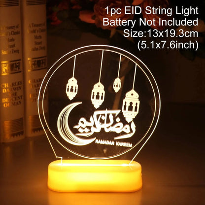 Eid Mubarak Warm LED Castle Night Light Ramadan Kareem Decorations For Home 2025